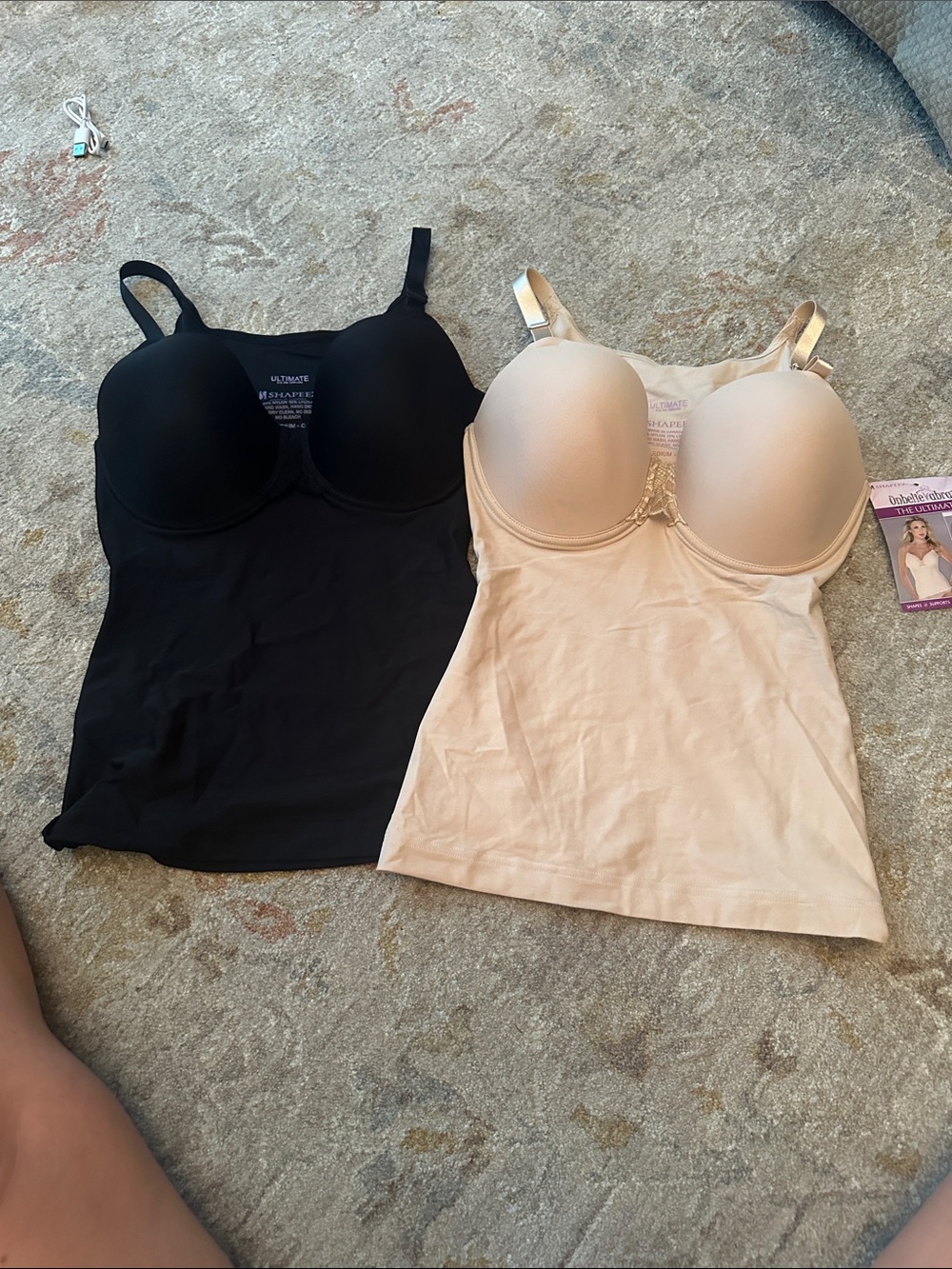 Shapeez ultimate Built-In Bra Shapewear Cami — Black & Nude